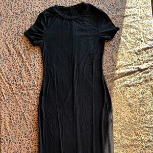 SHEIN x Dazy Solid Split Hem Black Bodycon Dress